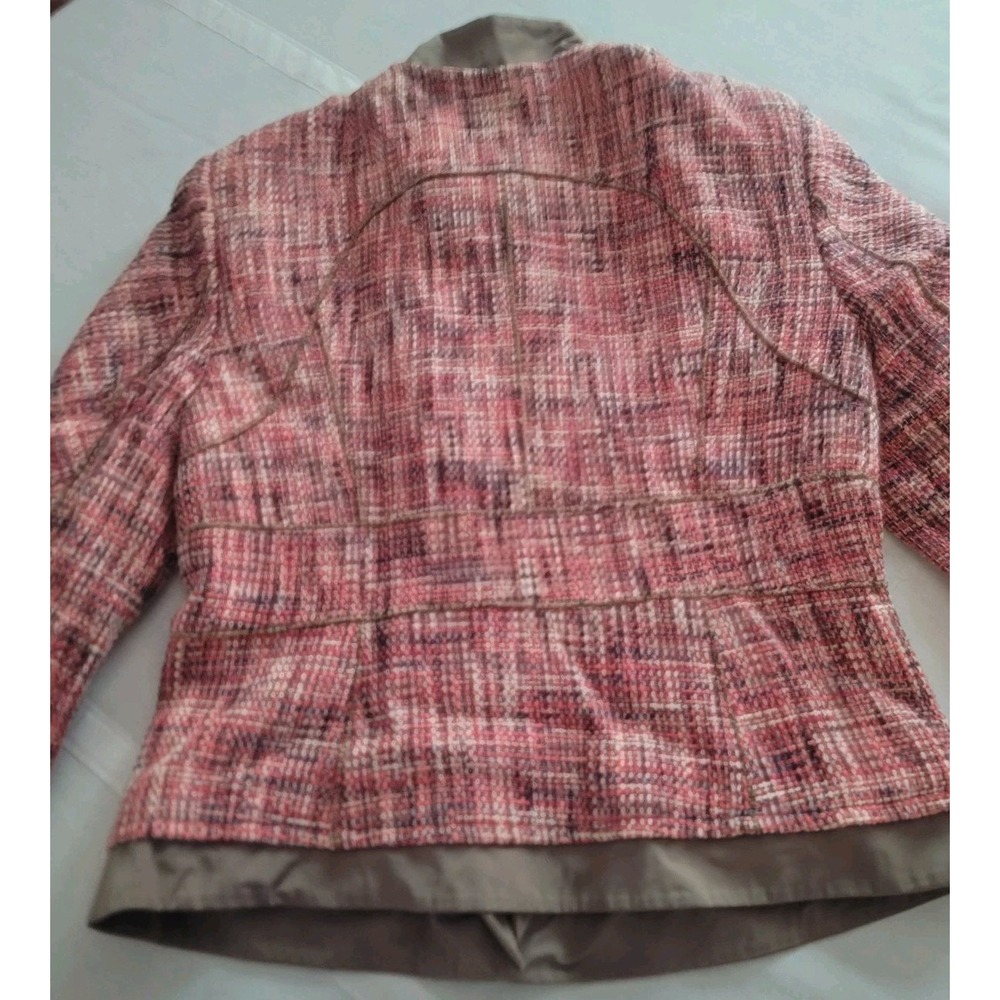 BCBGMAXAZRIA Y2K Tweed Jacket Women's Pink Zip Moto Career Chic Preppy Small - Picture 12 of 14